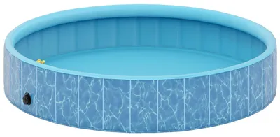 Produktbild von Hundepool Faltbar Planschbecken mit Brunnen- und Wasserpolsterdesign Ø160 x 30 cm Blau
