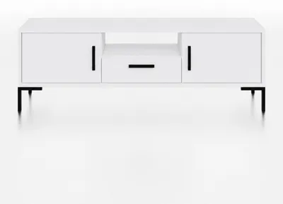 Produktbild von YUMEBLY SIMPLE TV-Schrank Weiß – 150 x 47 x 40 cm – moderner TV-Lowboard mit Stauraum