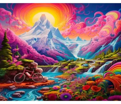 Zdjęcie produktu dla Malowanie po numerach: pejzaż z rowerem, 50 x 40 cm, w ramce, Kreativ