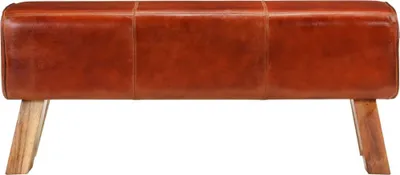 Immagine prodotto di Panca Marrone 110 cm Vera Pelle Capra e Massello Mango