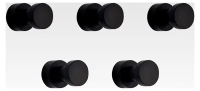Produktbild von Schwarze Handtuchhaken - Set mit 5 Stück | Rostfreie Metall-Wandhaken für Bad und Küche | Selbstklebend oder zur Wandmontage