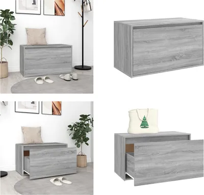 Obrázok produktu pre vidaXL Lavica do predsiene 80x40x45 cm Sivá Sonoma materiál na báze dreva - lavica do predsiene - lavice do predsiene - lavica do boxu - lavica do predsiene