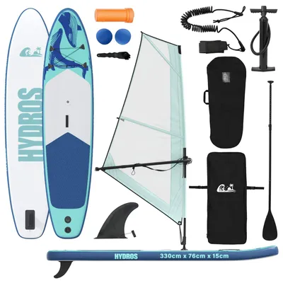 Immagine prodotto di Tavola gonfiabile SUP con vela, modello HYDROS, dimensioni 330 x 76 x 15 cm, per