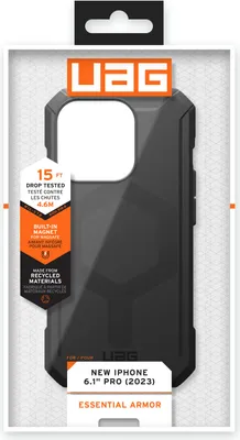 Produktbild von Urban Armor Gear Essential Armos Magsafe, Cover, Apple, iPhone 15 Pro, 15,5 cm (6.1"), Schwarz
