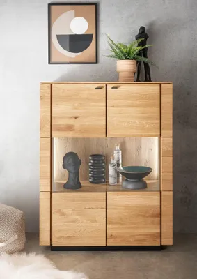 Produktbild von Highboard 99x127cm "Savona" Wildeiche geölt
