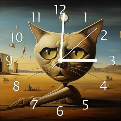 Produktbild von Wallario Design Wanduhr Katze als Zeitwächter aus Echtglas, Größe 30 x 30 cm