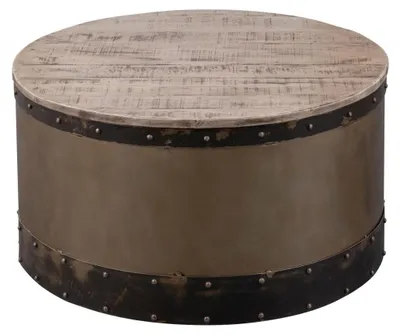 Produktbild von MASSIVMOEBEL24.DE Couchtisch rund Mango 78x78x43 braun lackiert HEAVY INDUSTRY #263