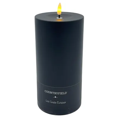Produktbild von Countryfield LED Kerze Patio schwarz Außen 3D-Flamme Timer 10x22,5cm