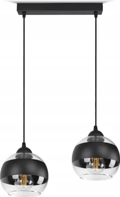 Produktbild von LUXOLAR Led Pendelleuchte 2 flammig - Deckenleuchte Schwarz E27 60W - Hängelampe für Wohnzimmer, Küchen - Schwarz/transparent Glas Kugeln