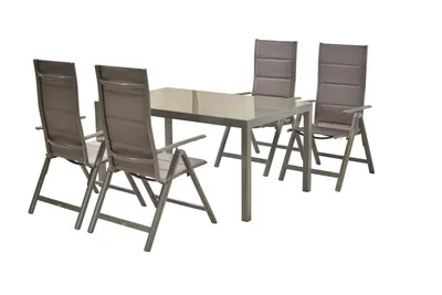 Produktbild von Merxx Gartenmöbel Set Taviano 5tlg., 4 Klappsessel, Tisch 150 x 90 cm - Aluminium/Textil