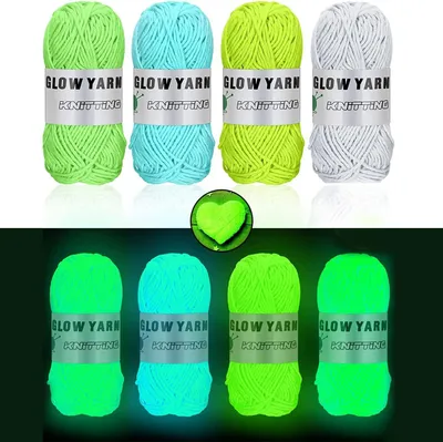 Produktbild von Leuchtendes Handstrickgarn, Häkelgarn, Babygarn, 4 Pcs DIY Stoff Polyester Handstricken Leuchtendes Garn, Im Dunkeln Leuchtend, Schal, Strickjacke Für Damen, Kinder