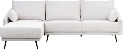 Produktbild von BELIANI 3-Sitzer Ecksofa Cremeweiß Stoffbezug L-Förmig mit Chaiselongue Rechtsseitg mit Schmalen Armlehnen Tiefer Sitzfläche Skandi Wohnzimmer