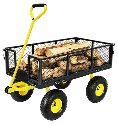 Obrázok produktu pre Záhradný vozík – vozík 2 v 1 – pre ťažké náklady – nosnosť 408 kg – pneumatiky vhodné do terénu, priemer 25,4 cm