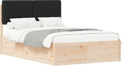 Produktbild von Bettgestell mit gepolstertem Kopfteil Schwarz 120 x 200 cm