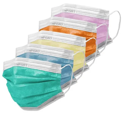Produktbild von MED-COMFORT Mundschutz 3-lg. TYP IIR - mix | Box (50 Stück)