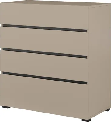 Image de Commode HAVANA beige et noir – 4 tiroirs – Élégance moderne et rangement compact