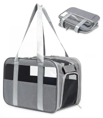 Obrázok produktu pre Prepravka pre mačky 40x26x30 cm, skladacia, priedušná sieťovina, na cesty