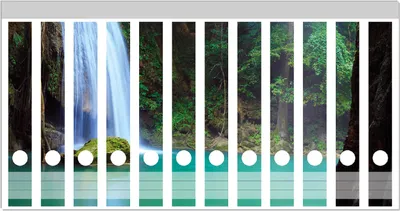 Produktbild von Wallario Ordnerrücken Sticker, selbstklebend für schmale Ordner, 12 Stück, Motiv Wasserfall im Wald am See  Idylle in Thailand