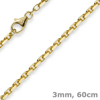 Produktbild von 3mm Kette Collier Ankerkette aus 750 Gold Gelbgold 60cm Uni Goldkette