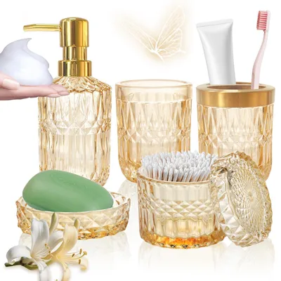 Immagine prodotto di Elzusha - Set di 5 accessori da bagno in oro