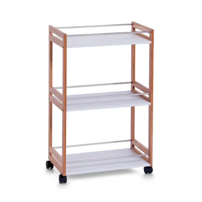 Obrázok produktu pre Zeller polica na kúpeľňový nábytok, MDF/bambus/kov, 51x30x81 cm, biela/hnedá