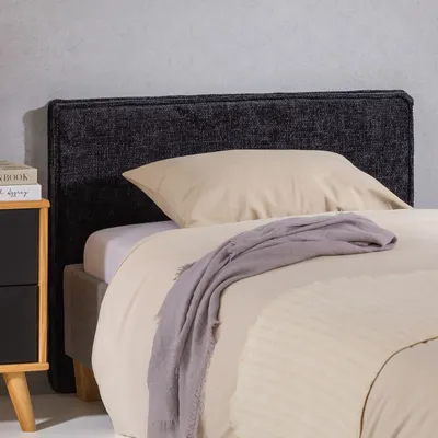 Produktbild von Kopfteil YOLAN 90cm schwarz - Headboard mit hochwertigem Stoffbezug,  weiches Headboard, Bettrückwand, gemütliches Bettkopfteil