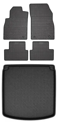 Productafbeelding van Rubberen automatten + kofferbakmat voor Opel Astra J 2012-2018 (sedan) – 5-delig, zwart, op maat – Wielganizator SolidPRO
