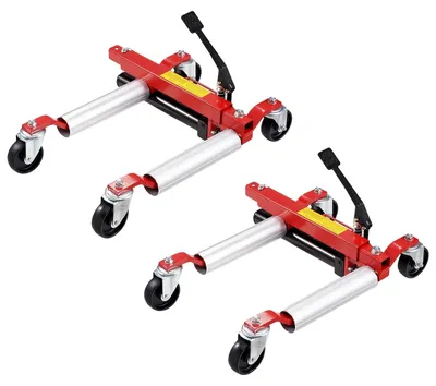Image de VEVOR Chariot à roues Chariot de voiture Cric 2 pièces 680 kg de capacité de charge (par chariot) avec roues pivotantes à 360°, cric hydraulique de positionnement de véhicule à usage intensif