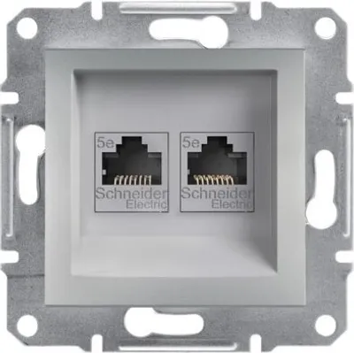 Produktbild von Netzwerkdose 2x Cat.5e UTP ohne Rahmen, Aluminium Schneider Asfora EPH4400161/SCH