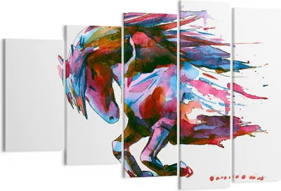Produktbild von Bild auf Leinwand - Leinwandbild - Pferd Eleganz wild Tier - 150x100cm - Wand Bild - Wanddeko - Leinwanddruck - Bilder - Kunstdruck - Wanddekoration - Leinwand bilder - Wandkunst - EG150x100-3010