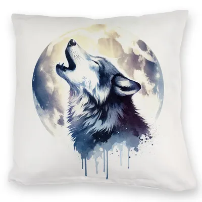 Produktbild von Wolf im Mondschein Kuschelkissen