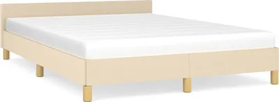 Image de vidaXL Cadre de lit sans matelas Crème 140x200 cm Tissu