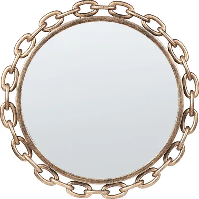 Produktbild von BELIANI Wandspiegel Gold ø 46 cm Rund mit Ketten Rahmen Moderner Stil Hängender Spiegel für Schlafzimmer Wohnzimmer Flur