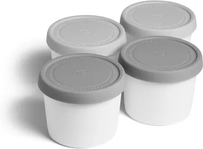 Productafbeelding van 4 ijs container 400 ml - Voorraadpottenvoor ijs - Diepvriesbakjes - Ijshouders BPA-vrij voedingskwaliteit - Grijs