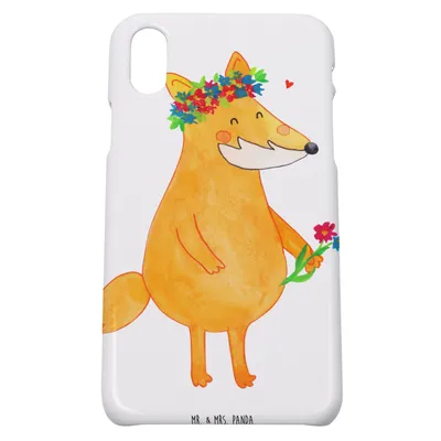 Produktbild von Mr. & Mrs. Panda Iphone 10 Handyhülle Fuchs Blumen - Weiß - Geschenk, Blumenliebe, Selbstliebe, Cover, Handy, Fox, Boho, Hülle, X