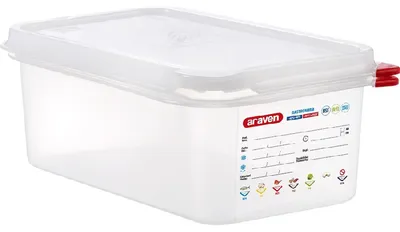 Obrázok produktu pre Gastronádoba s vekom, séria Araven, polypropylén, Gn 1/4, 162X265X100 mm