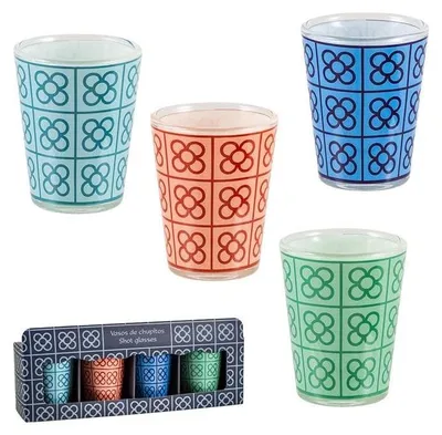 Produktbild von DRW Set mit 4 Schnapsgläsern, Glas, Panotfarben, 5 x 5 x 6 cm