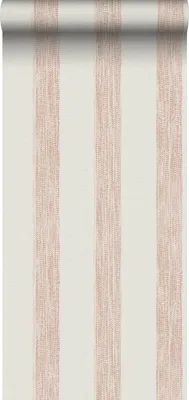 Imagen del producto de Sanders & Sanders papel pintado rayas pintadas rosa y blanco 53 cm x 10,05 m