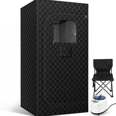 Produktbild von Tragbare Dampfsauna - Saunazelt für Zuhause - Großformat - 2,6 l Dampfgenerator - Mit Stuhl - Abnehmen, Detox & Hautpflege