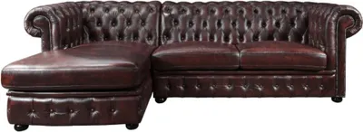 Produktbild von BRENTON Ecksofa aus 100% Chesterfield Büffelleder - Cherry - linkes Ecksofa