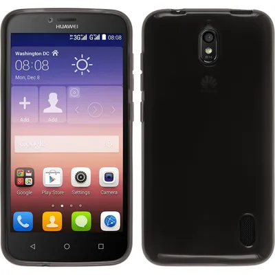 Produktbild von PhoneNatic Case kompatibel mit Huawei Y625 - schwarz Silikon Hülle transparent + 2 Schutzfolien