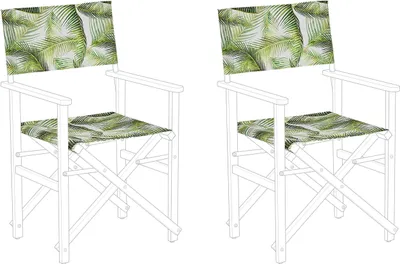 Produktbild von BELIANI Stoffbezüge für Gartenstühle 2er Set grün / weiß aus Polyester mit Palmenmotiv Tropisches Muster Gartenausstattung Outdoor Garten Accessories