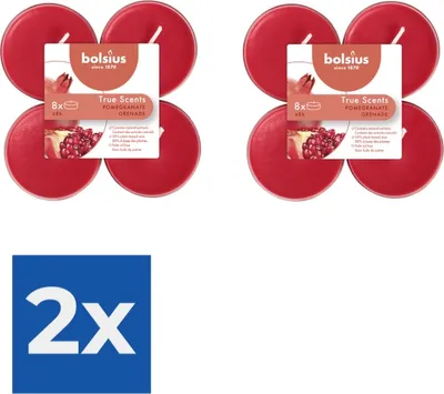 Produktbild von Bolsius Maxi Teelichter True Scents Granatapfel 8 Stück