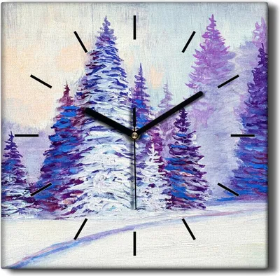 Produktbild von Coloray Hodiny Unikátní 30x30 cm  Tiché hodiny Pro obývací pokoj a kuchyň Nástěnné hodiny Plátno Černé ručičky hodin - Zimní sněhový les