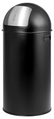Productafbeelding van eluno Push Bin 35 liter, gemaakt van plaatstaal, retro afvalbak met afneembaar deksel, afvalverzamelaar, keukenafvalbak met drukklep, zwart