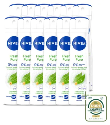 Produktbild von 12 x NIVEA Deodorant Spray Fresh Pure - ohne Aluminium - 150 ml - Vorratspackung - 12 Stücke