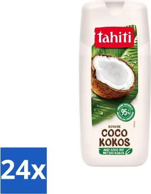 Zdjęcie produktu dla Żel pod prysznic Tahiti – organiczny kokos – 100% wegański – 300 ml – opakowanie ekonomiczne – 24 sztuki