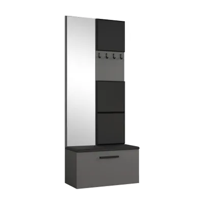 Image de AX LIVING Armoire avec miroir Rosanno III - 80,6 cm Gris JS100
