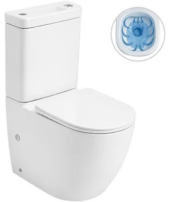 Productafbeelding van Toiletcombinatie Cesso met wasbak, rimless (randloos spoelsysteem) + UF-zitting - afvoer aan de onderkant/achterkant - wit, glanzend - 61,8 x 38 cm