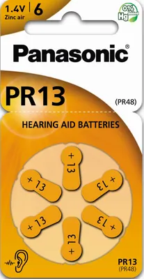 Produktbild von Panasonic 10x Gr. 13 Hörgerätebatterien 6er Blister PR48 Orange 24606